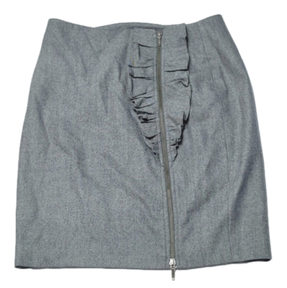 Banana Republic Womens Skirt Grey Wool Side Ruffle Zipper Career‎ Classic Size 6